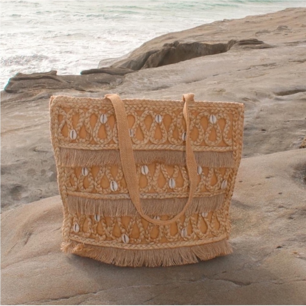 Salt + Umber Isla Jute Seashell Tote Bag Boho Coastal Chic NWT - Picture 5 of 17